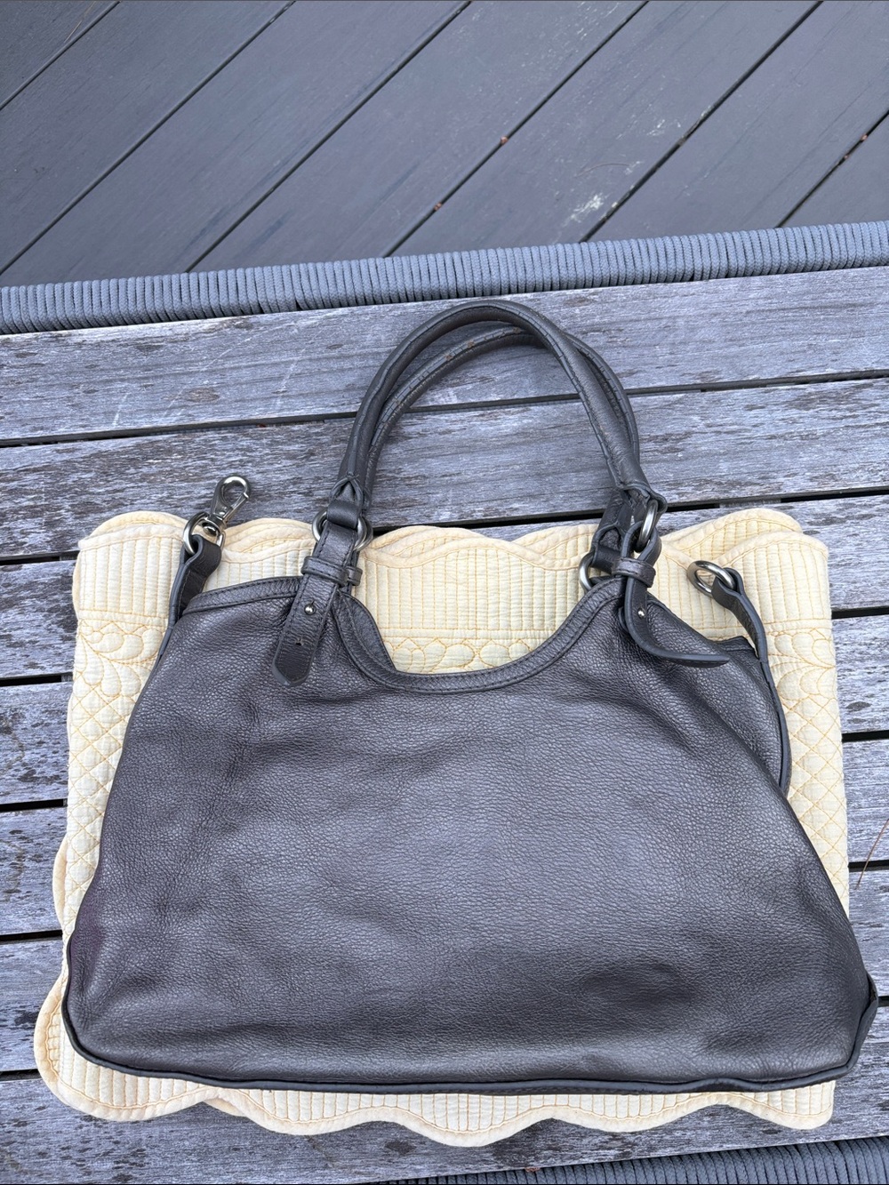 Cole Haan Metallic Gray Leather Hobo Bag - Women
